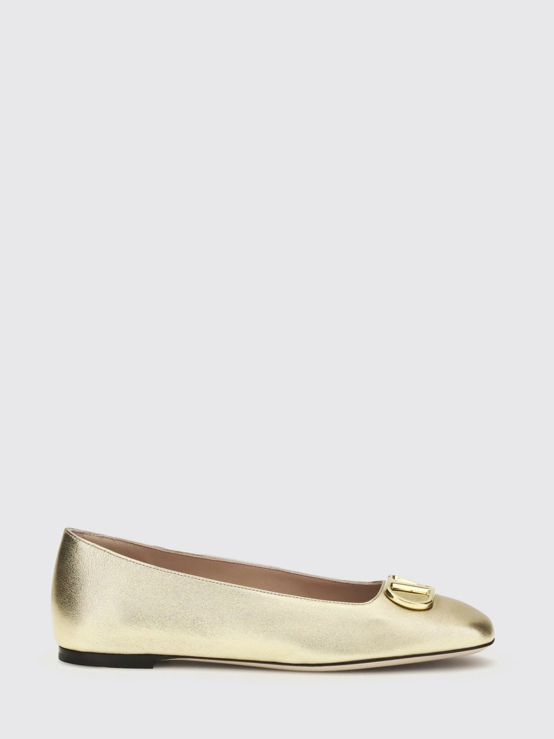 VALENTINO GARAVANI 36 vlogo signature gold laminated nappa ballet flats