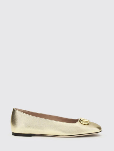 vlogo signature gold laminated nappa ballet flats