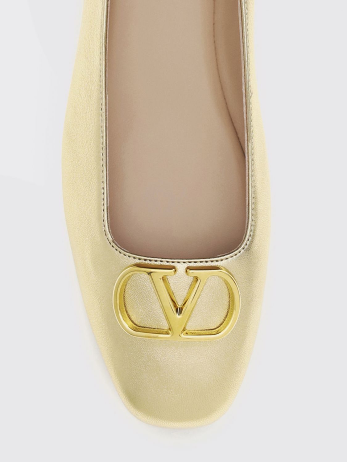 vlogo signature gold laminated nappa ballet flats