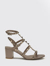 rockstud t-strap mid-heel sandals in calfskin leather