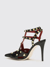 studdy t-strap stiletto heel pumps in goatskin leather