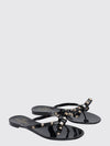 rockstud rubber thong sandals with studs and bow detail
