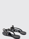 rockstud rubber thong sandals with studs and bow detail