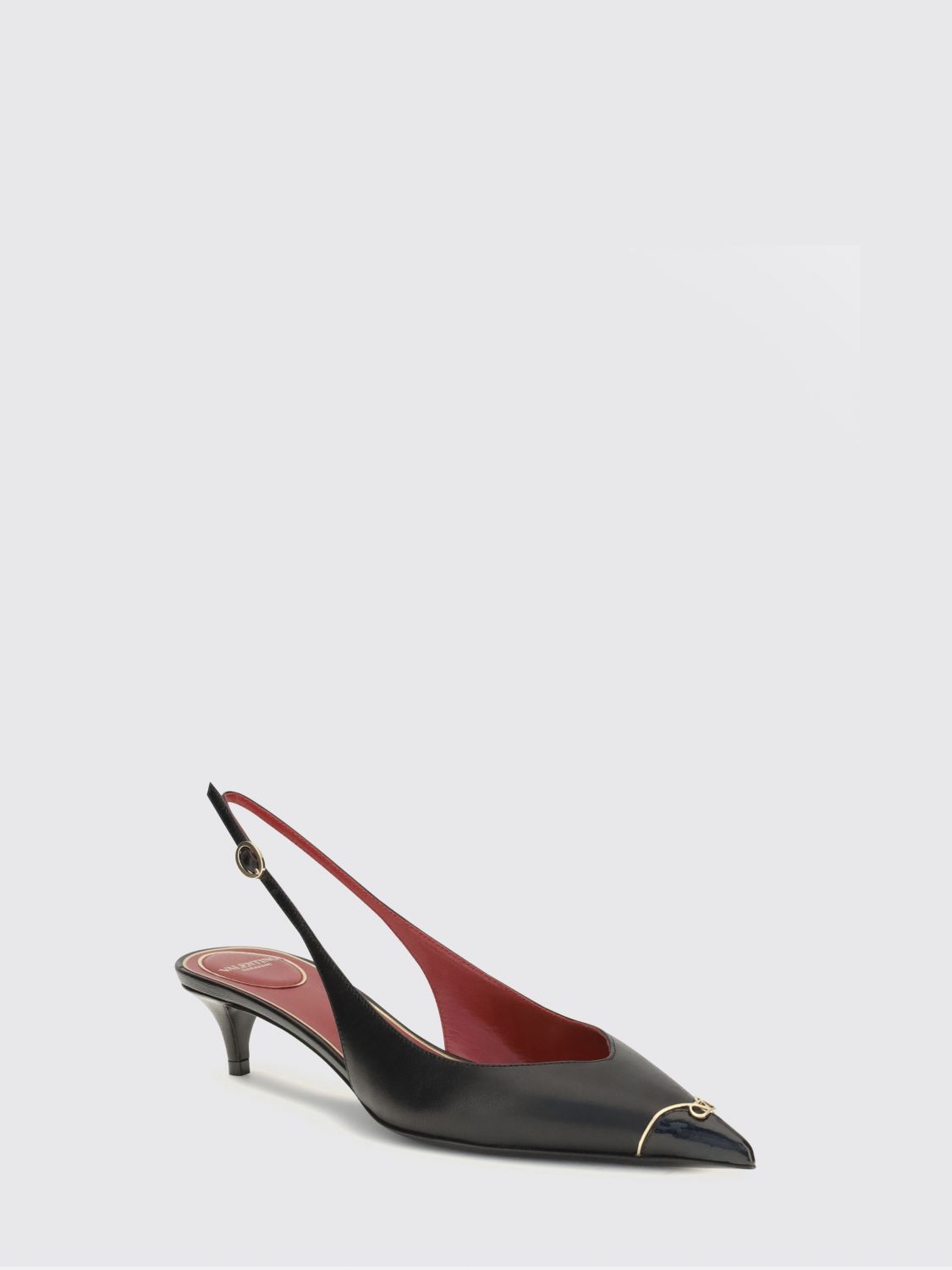 vlogo signature calfskin leather low-heel slingback pumps