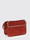 rockstud suede mini crossbody bag with studs