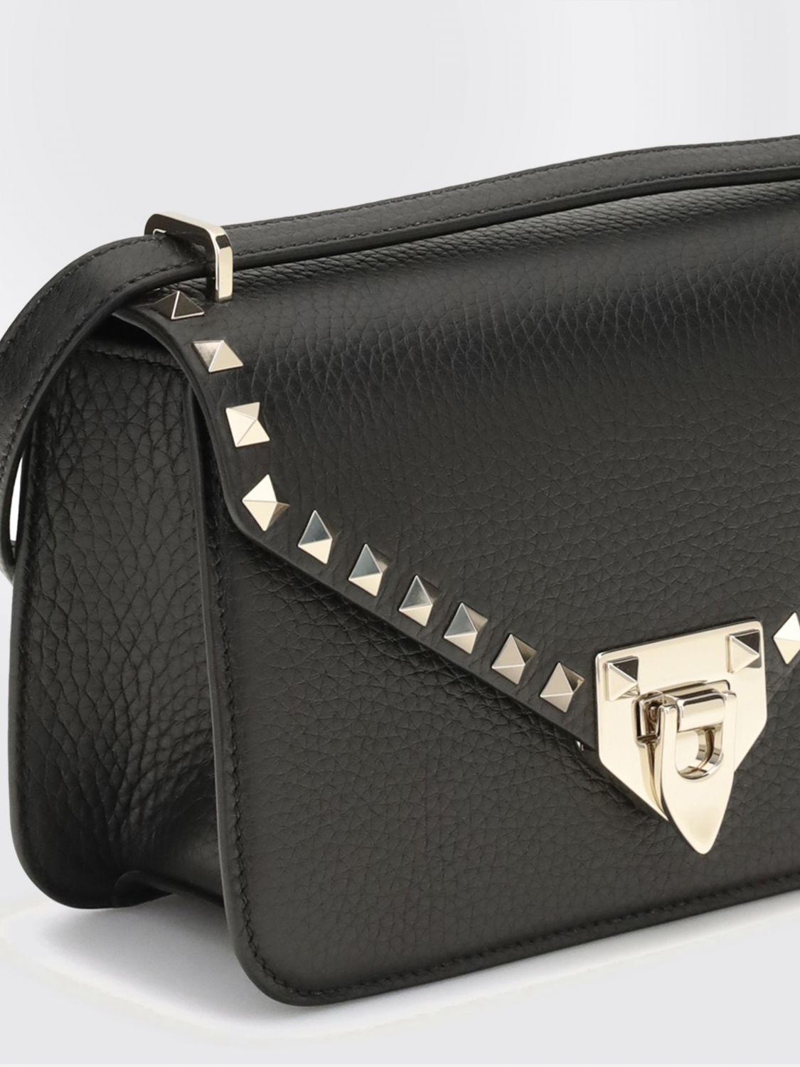 rockstud grained calfskin mini crossbody bag