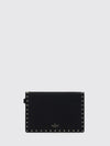 rockstud grained calfskin leather pouch with studs and handle