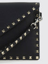 rockstud grained calfskin leather pouch with studs and handle