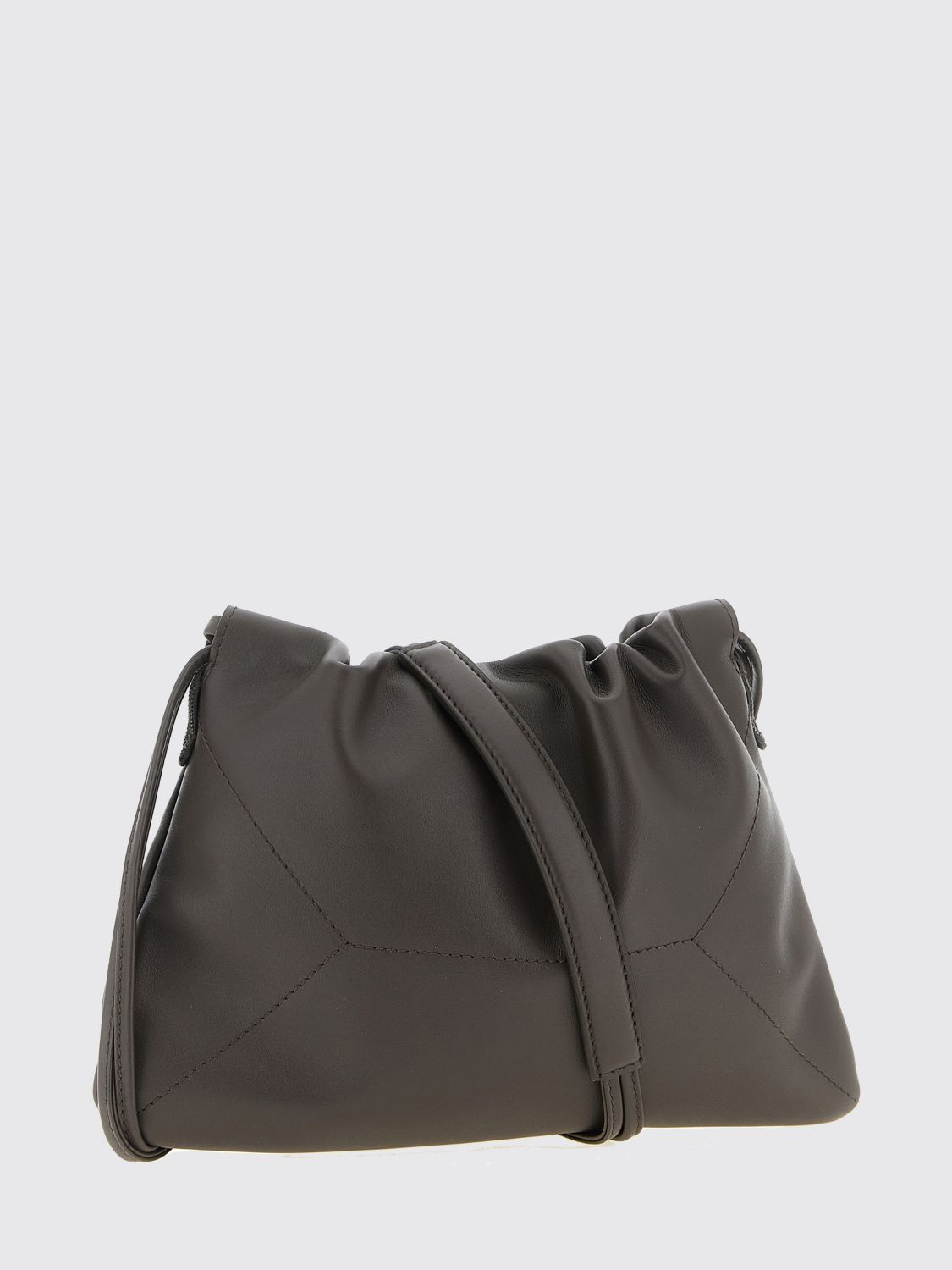 draped calfskin leather crossbody bag
