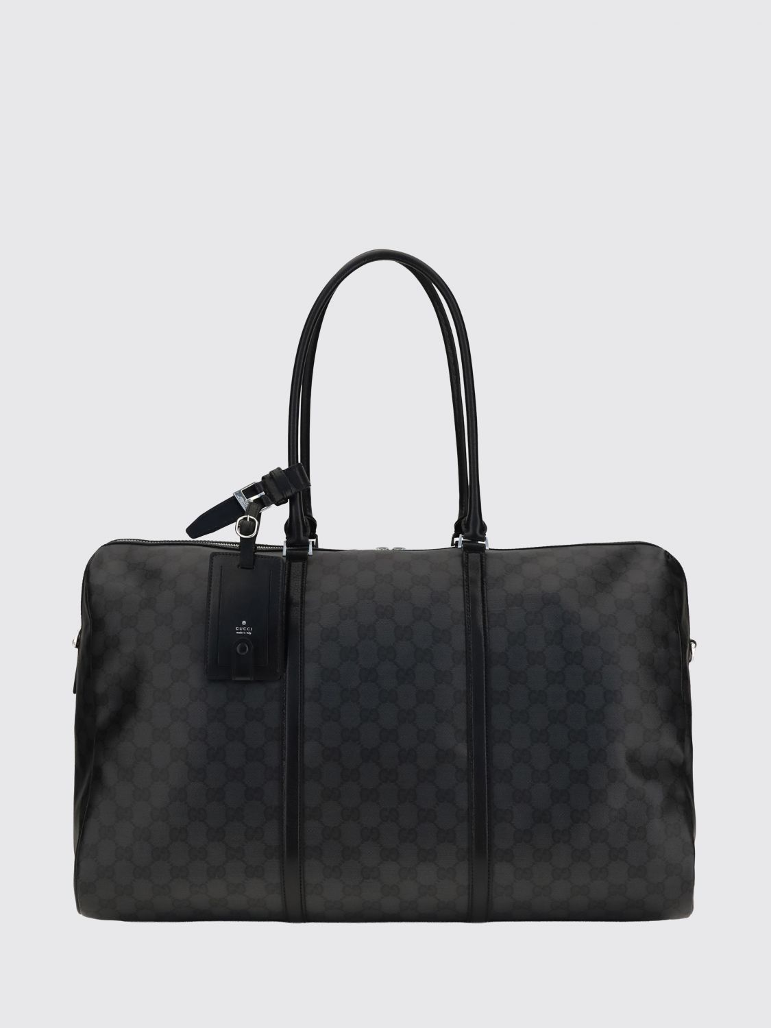 gg monogram canvas travel bag with leather handles