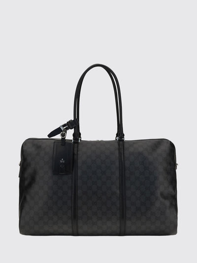 gg monogram canvas travel bag with leather handles