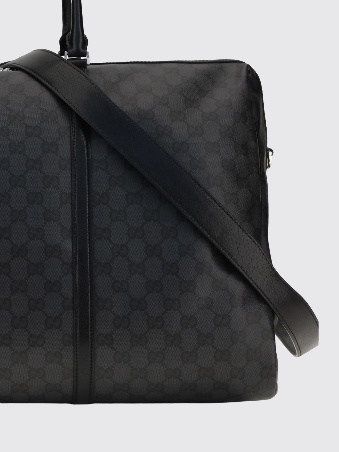 gg monogram canvas travel bag with leather handles