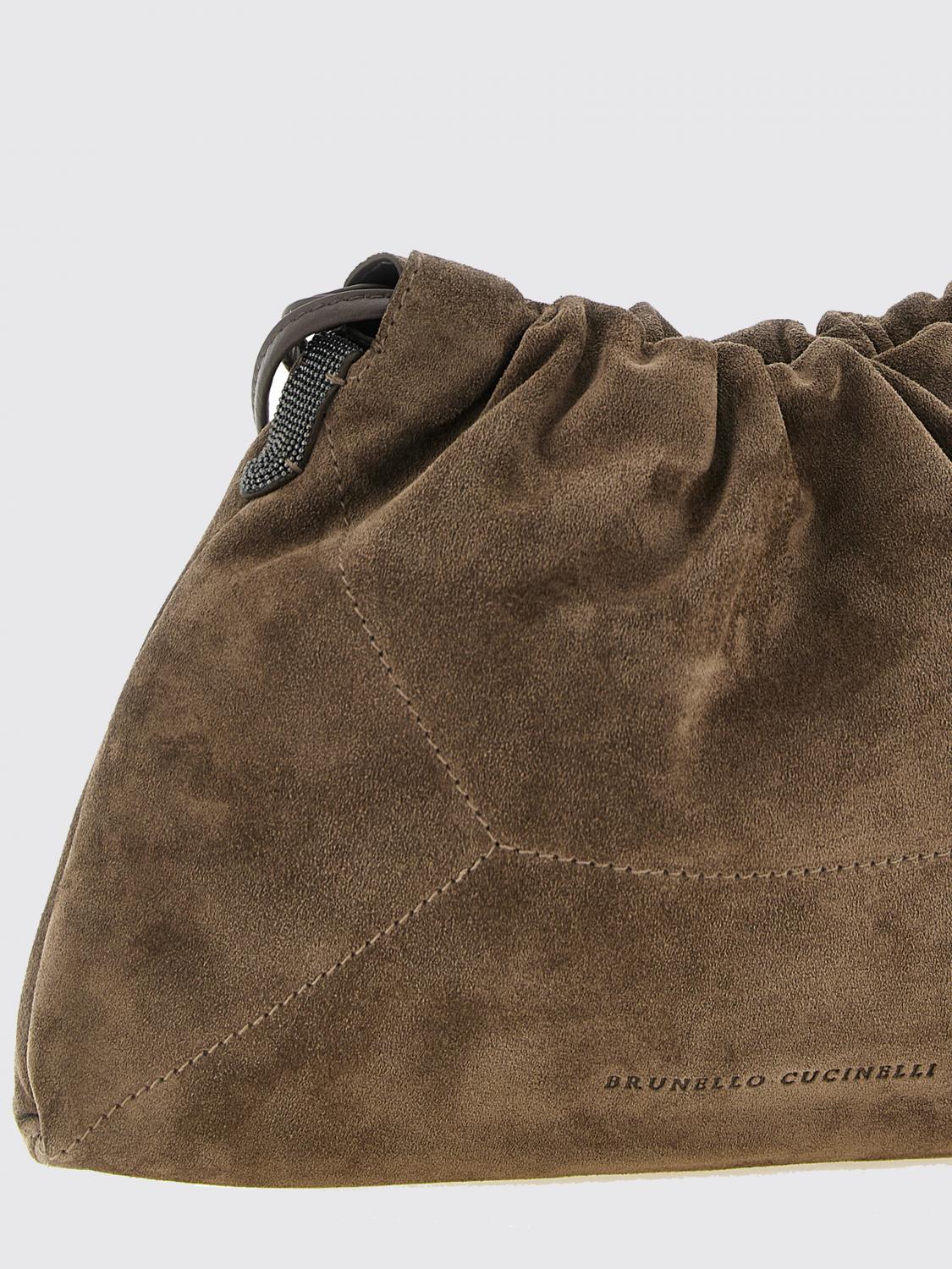 bc duo suede bucket bag with monili decoration