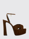 franciane ysl logo suede platform sandals