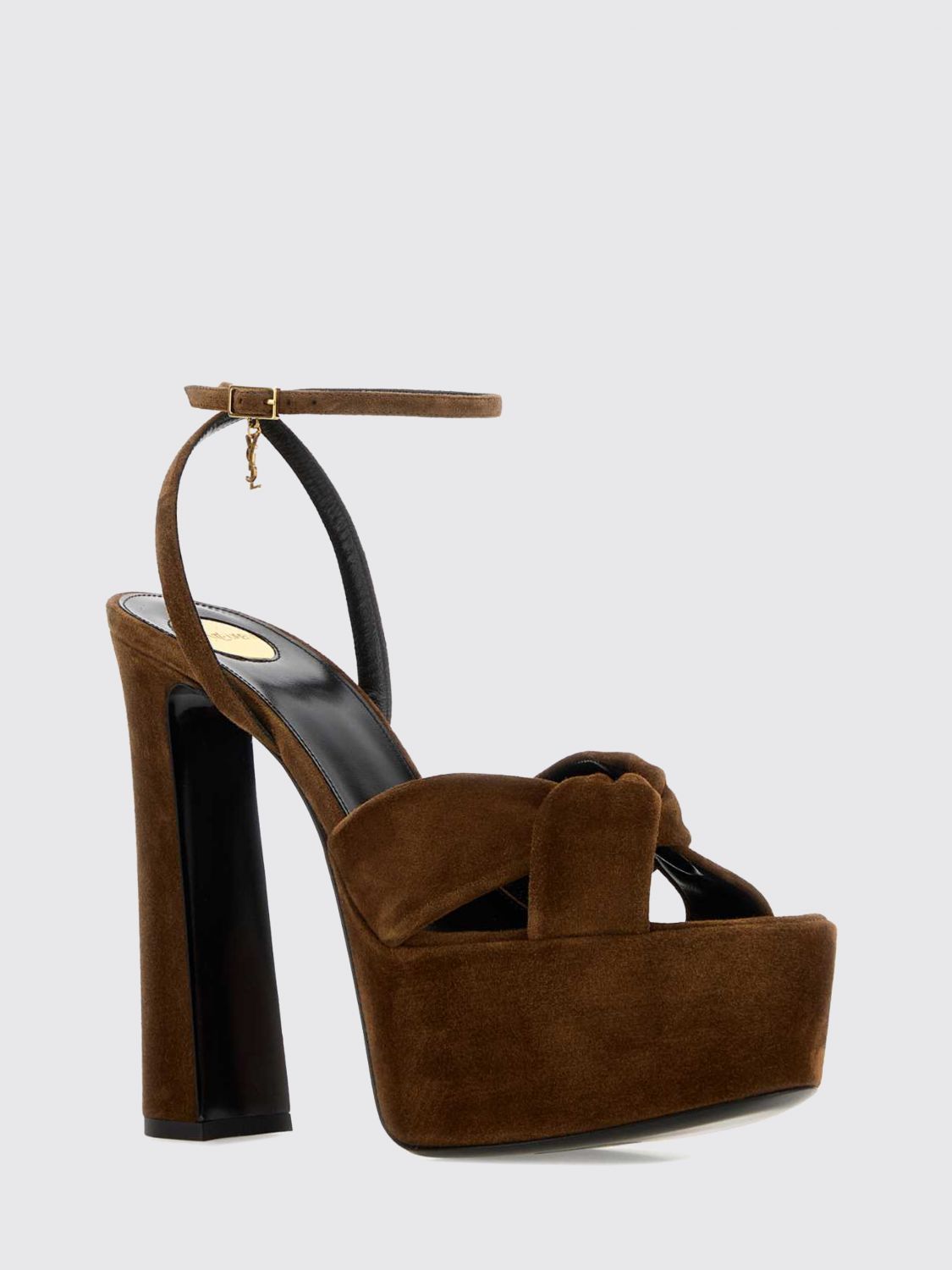 franciane ysl logo suede platform sandals