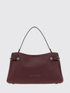 leather shoulder bag with flat handle and magnetic closure