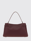 leather shoulder bag with flat handle and magnetic closure