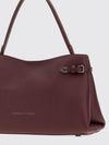 leather shoulder bag with flat handle and magnetic closure