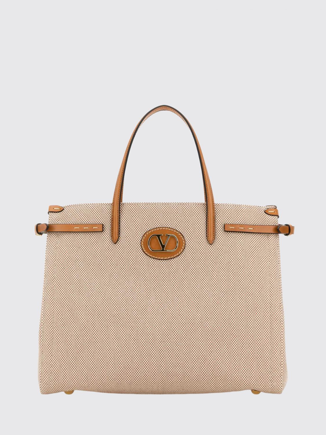 antibes canvas tote bag with vlogo signature monogram