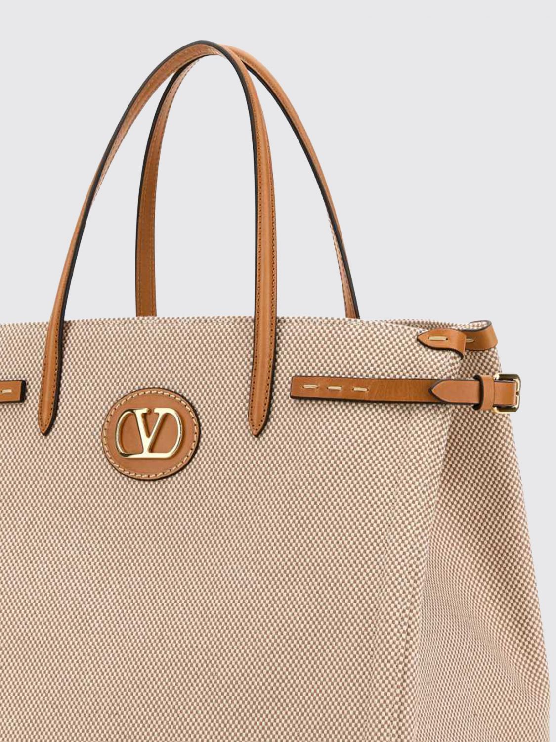 antibes canvas tote bag with vlogo signature monogram