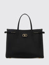 antibes leather handbag with vlogo signature and double handle