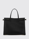 antibes leather handbag with vlogo signature and double handle