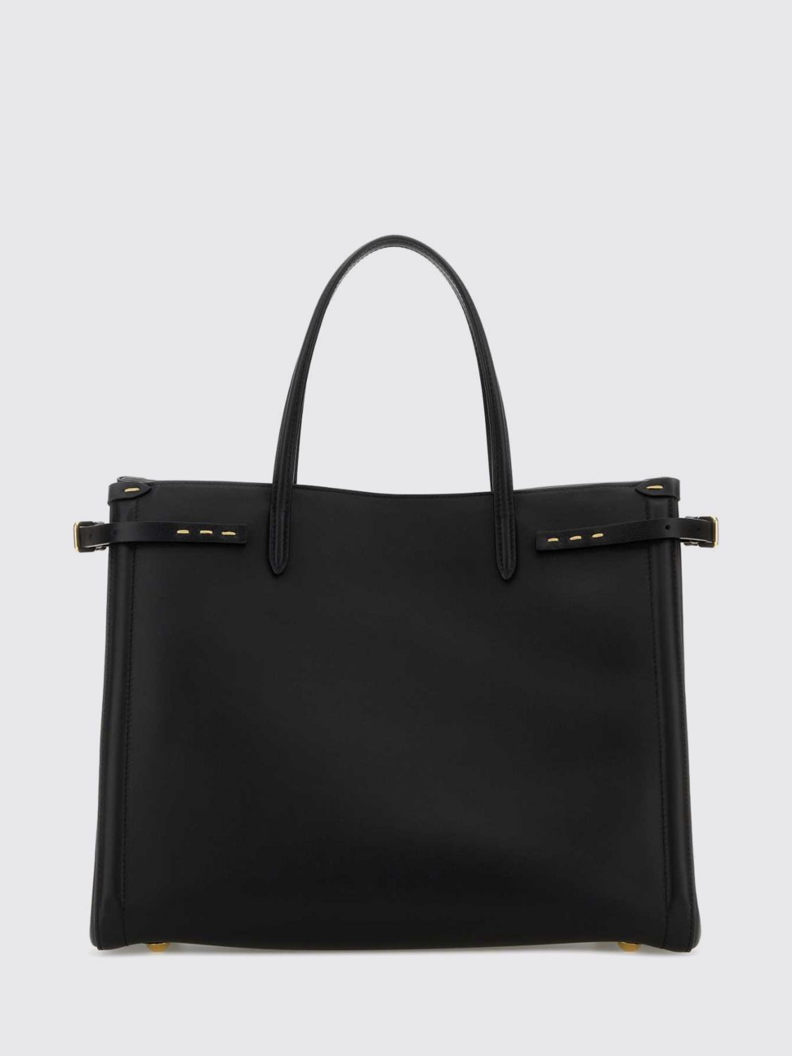 antibes leather handbag with vlogo signature and double handle