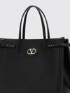 antibes leather handbag with vlogo signature and double handle