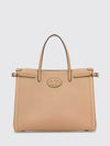 antibes leather handbag with vlogo signature and double handle