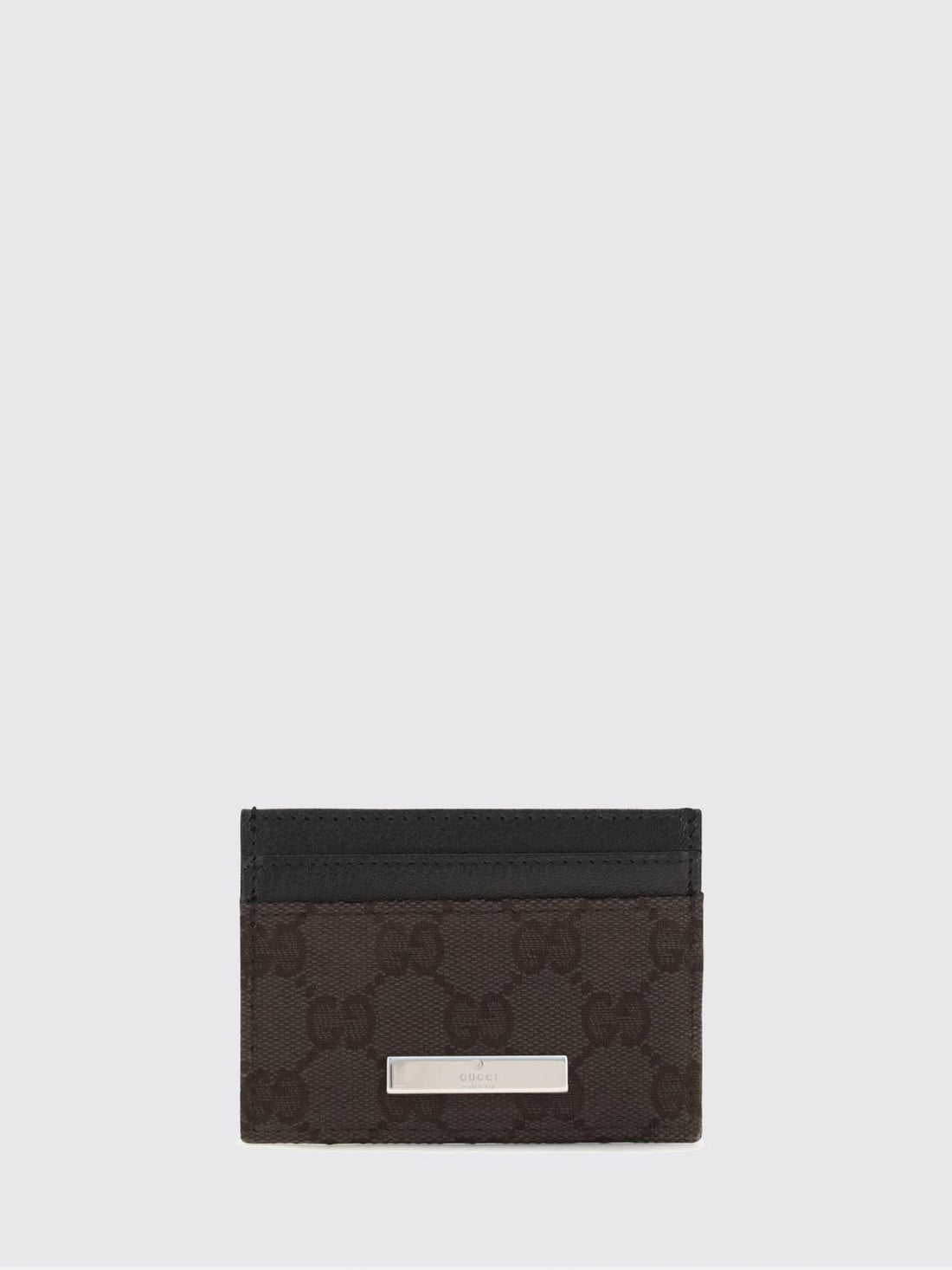 GUCCI OS gg monogram jacquard fabric and smooth leather flat card holder