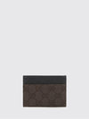 gg monogram jacquard fabric and smooth leather flat card holder