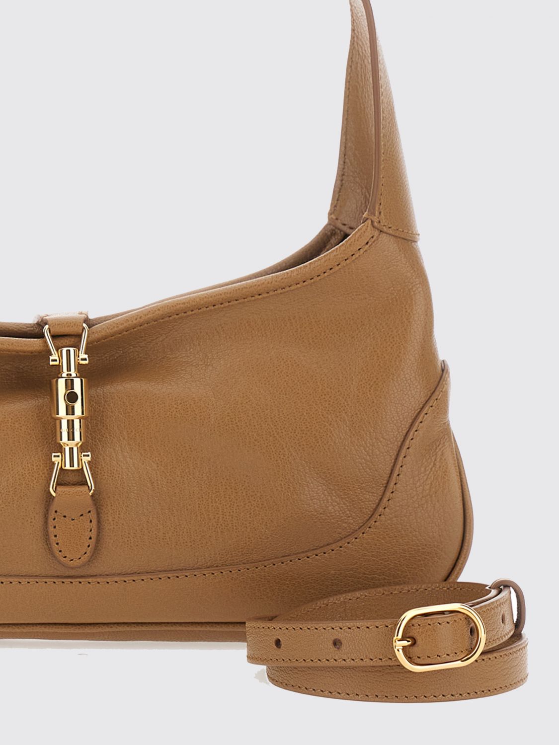 jackie slim nappa leather shoulder bag with clasp closure