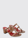 rockstud mule sandals in laminated leather with studs