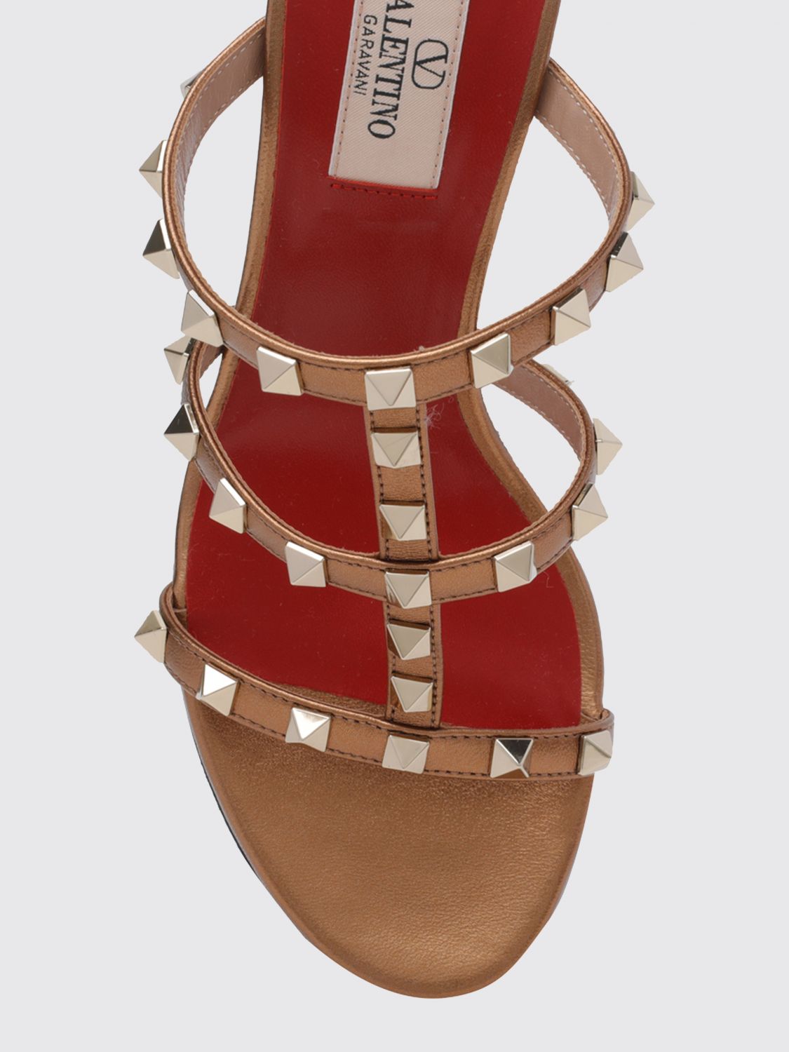 rockstud mule sandals in laminated leather with studs