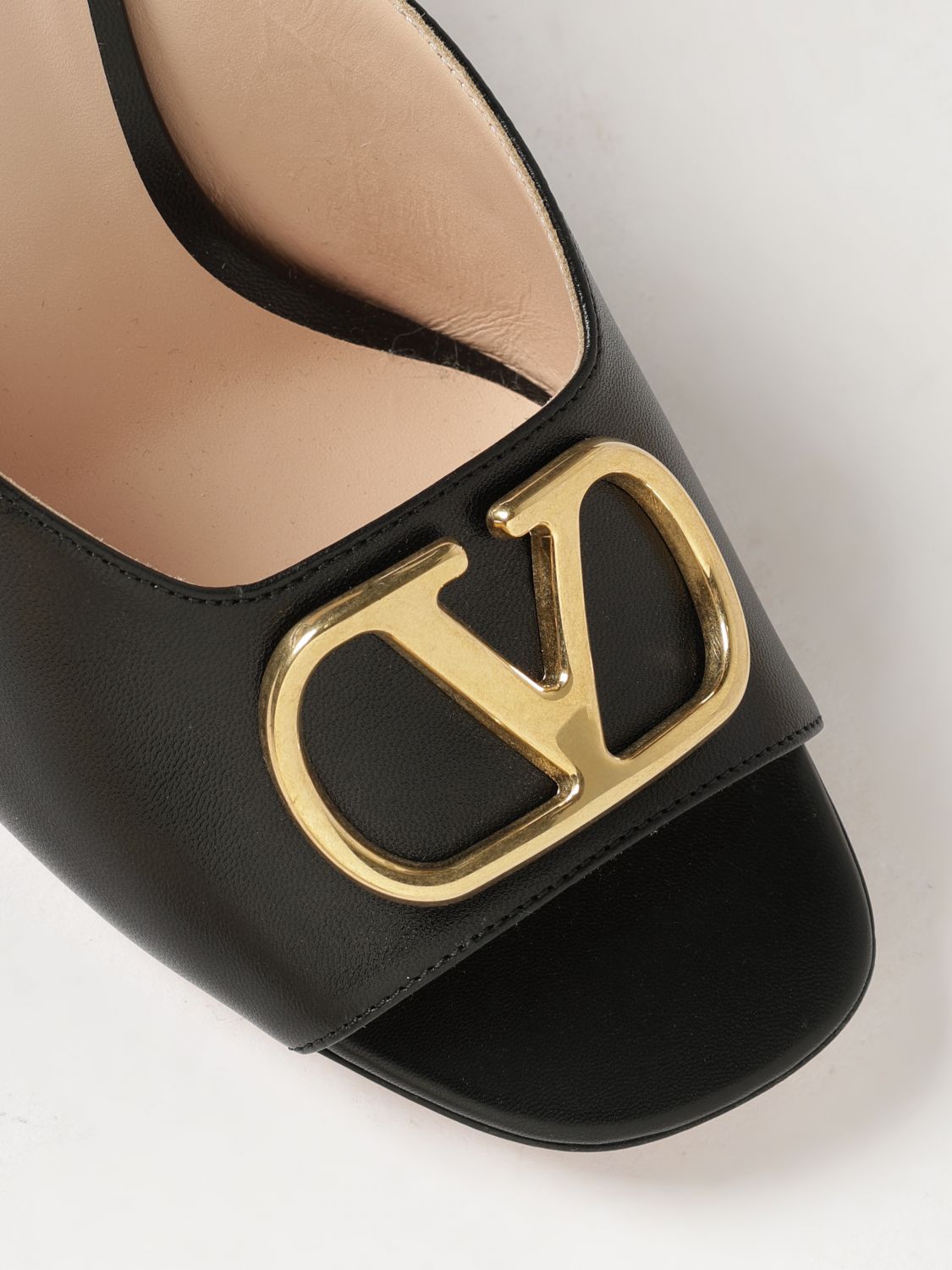 vlogo signature leather mule sandals with stiletto heel