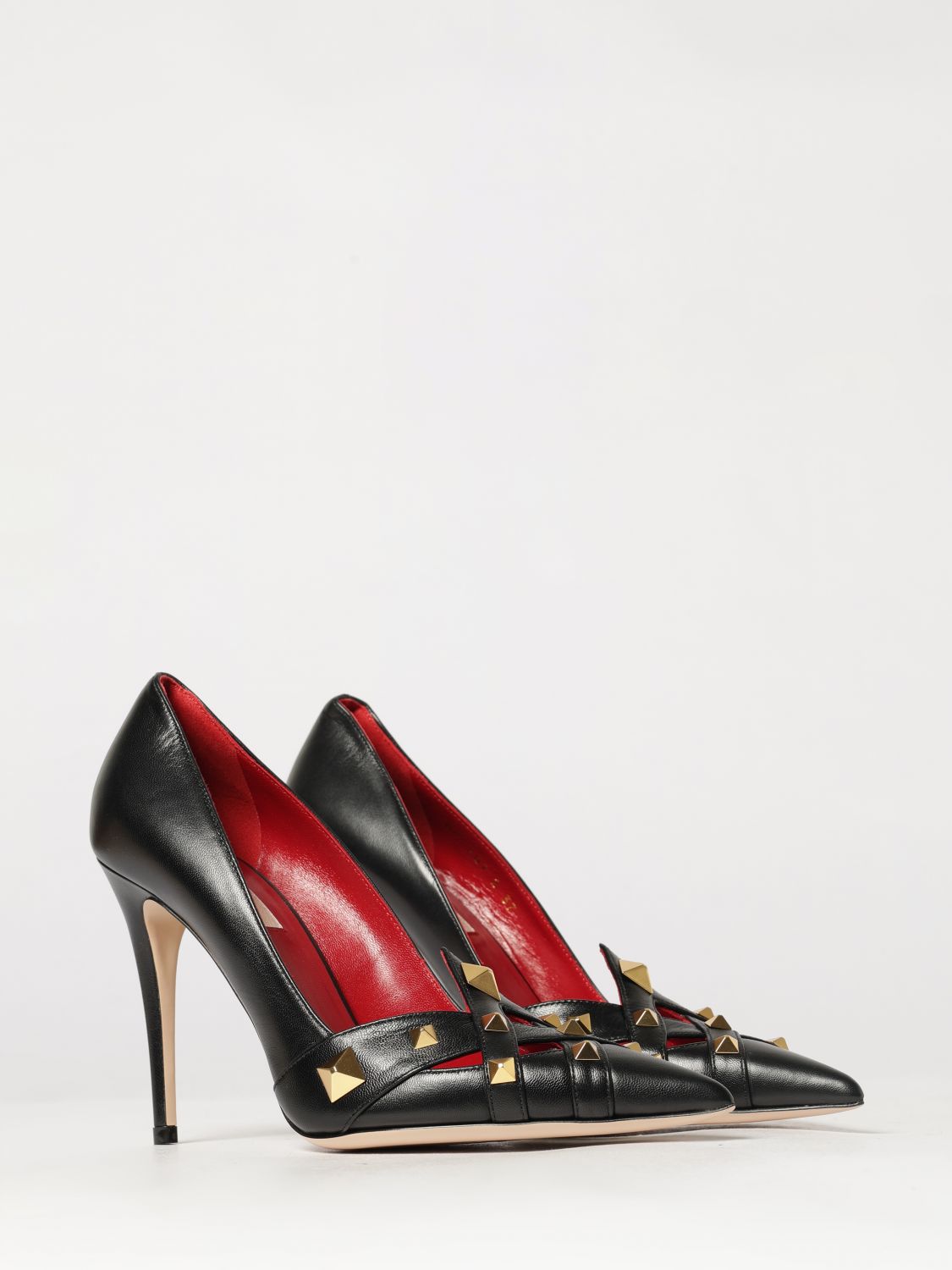 studded nappa leather pumps with a high stiletto heel
