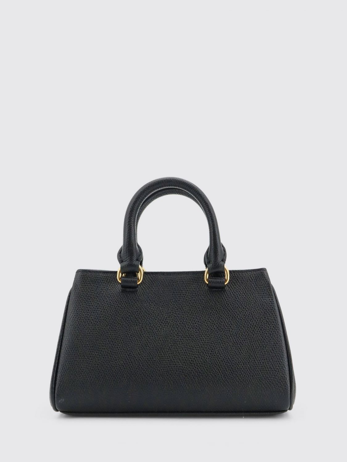 grained leather handbag with vlogo signature