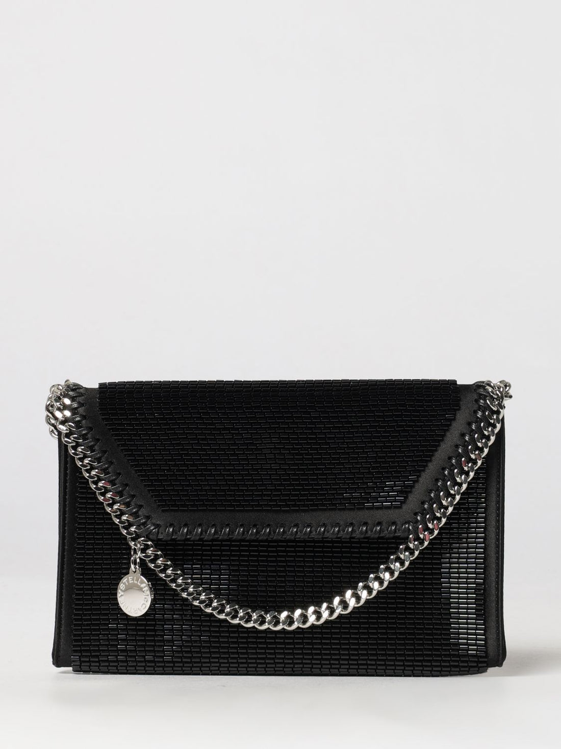 STELLA MCCARTNEY OS falabella mini satin bag with beads and chain