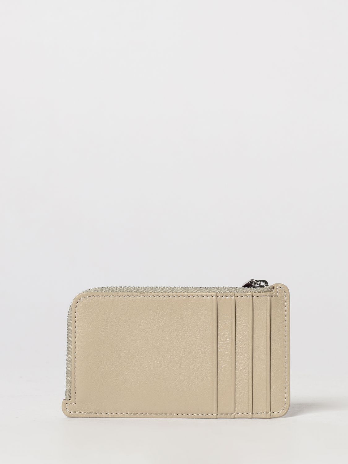 knot zipped calfskin nappa card holder with laminated logo
