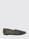 suede flat loafers with monili embellishment and perforated detail