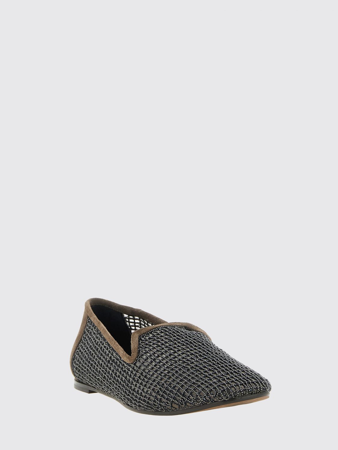 suede flat loafers with monili embellishment and perforated detail