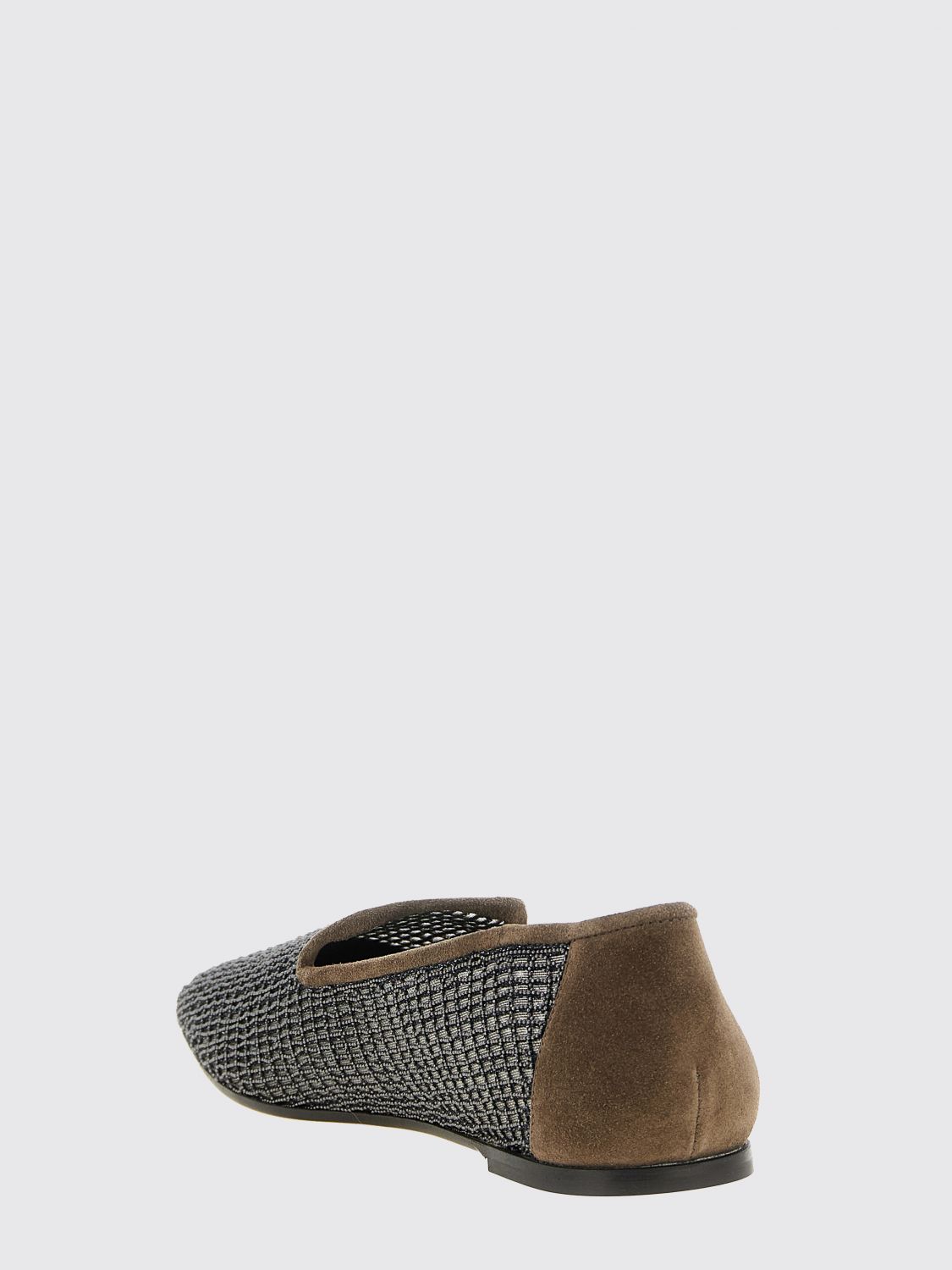 suede flat loafers with monili embellishment and perforated detail