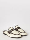 flat mules in bicolour raffia and leather with penny bar