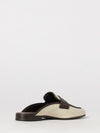 flat mules in bicolour raffia and leather with penny bar