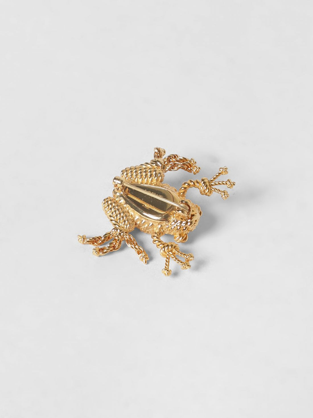 LOEWE OS rana gold-coloured brass brooch with engraved logo