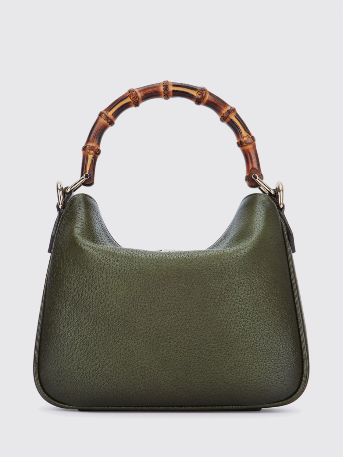 diana mini grained leather bag with bamboo handle and gg logo