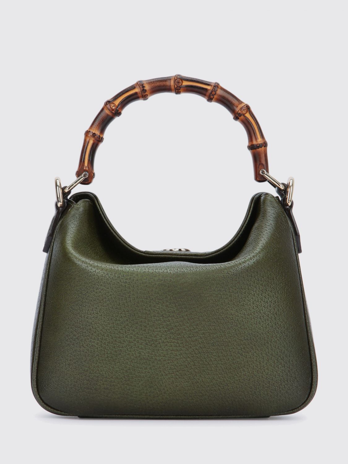 diana mini grained leather bag with bamboo handle and gg logo