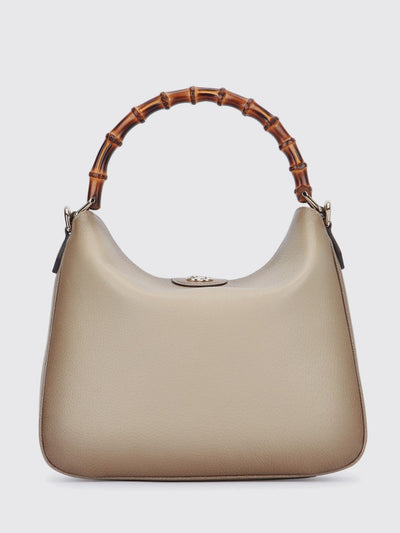 diana grained leather handbag with bamboo handle and gg logo