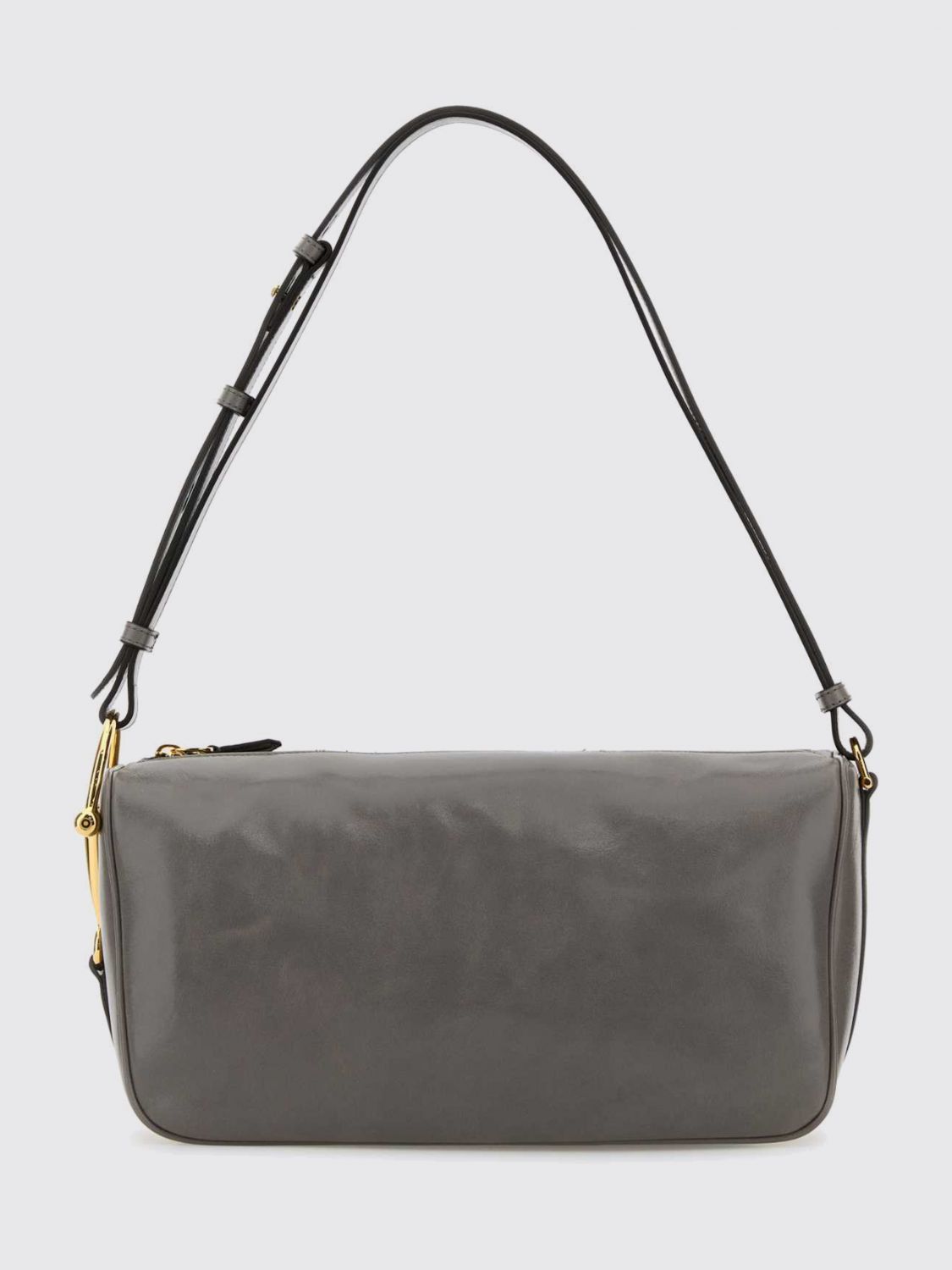 smooth calfskin shoulder bag with adjustable handle and zip closure