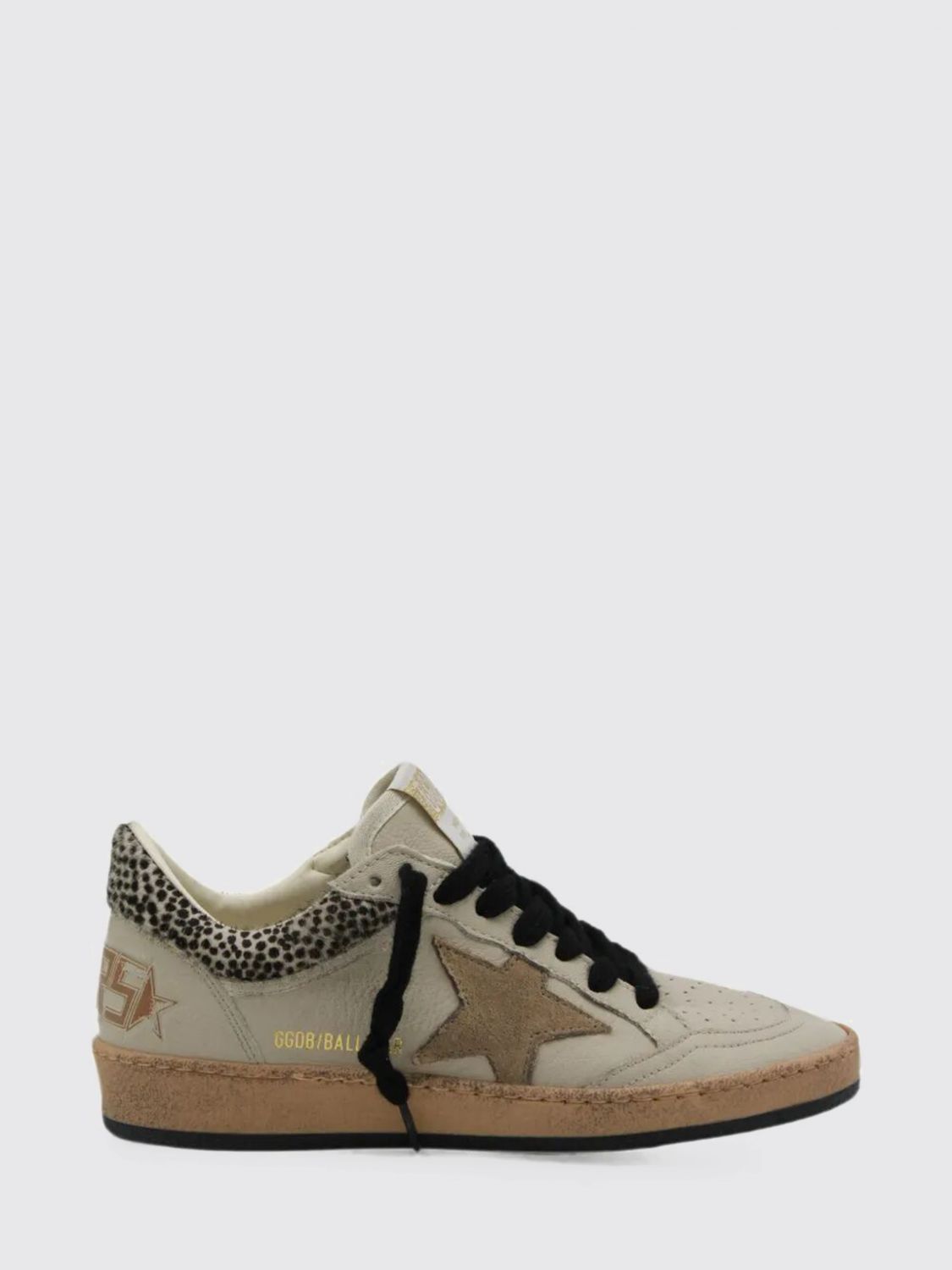ball star polka-dot trainers in leather and pony hair with distressed effect